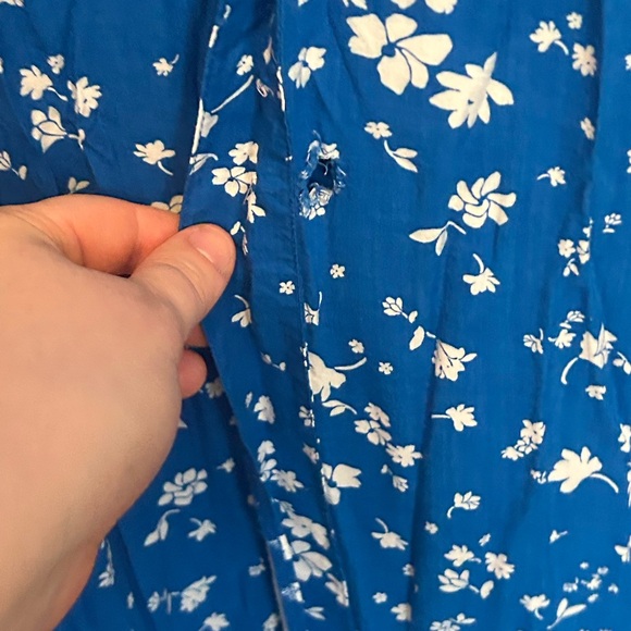 Draper James Blue and White Button Down Tie Waist Dress - Picture 2 of 4